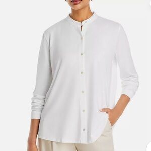 EILEEN FISHER NWT Mandarins Collar 100% Organic Cotton White size Large